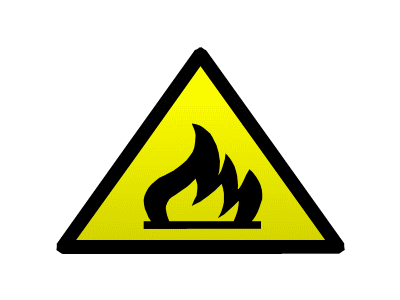 Animated Warning Sign: Caution Risk of Fire