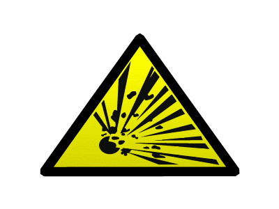 Animated Warning Sign: Explosive Hazard