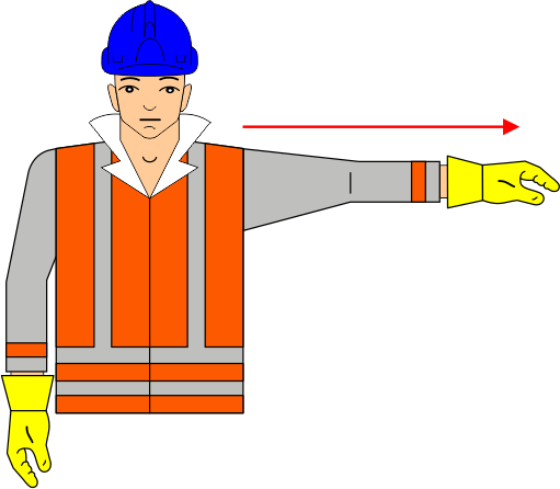 Construction hand signal movement, Horizontal Movements - Left to the Signalman