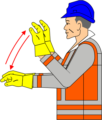 Construction hand signal movement, Horizontal Movements - Move Backwards