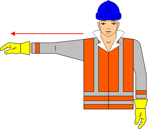 Construction hand signal movement, Horizontal Movements - Right to the Signalman