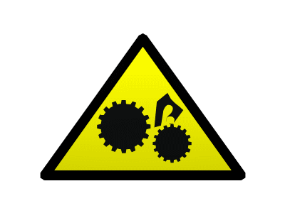 Animated Warning sign: Machinery Risk Trapped Finger