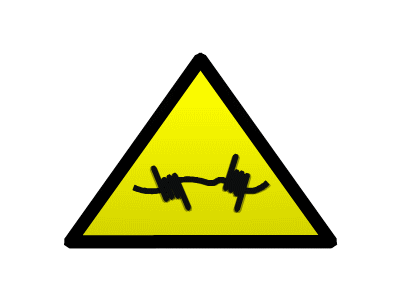 Animated Warning Sign: Razor Wire