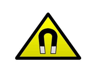 Animated Warning Sign: Strong Magnetic Field