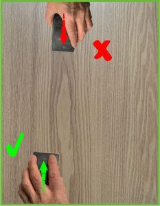 direction of the wood grain