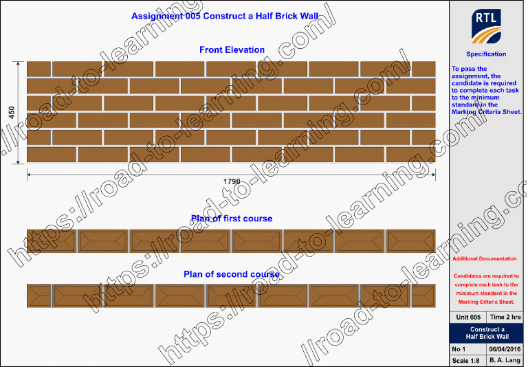 6219 Unit 005 Constructing half brick walling
