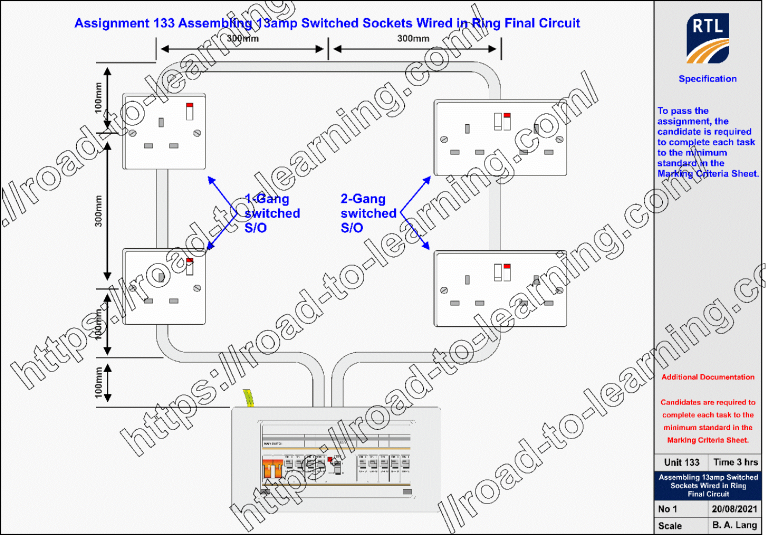 6219 Unit 133 Assembling 13amp switched sockets wired in ring final circuit