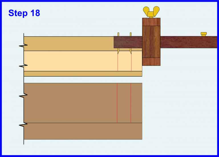 Hopefully, you haven't moved your pins on the mortise gauge, double-check that they are still the same width as the Tenon tongue. Mark the position of the mortise by placing the mortise gauge fence against each and of the Header and Cill, to mark the Face Cheek Lines.